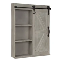 Decorative Wood Wall Storage Cabinet With Vanity Mirror Rustic Gray - Kate & Laurel All Things Decor -Home Decor Series Store GUEST 703bfe66 a99b 4fd9 917d 1f7a8019ec3b