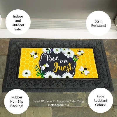 Evergreen Bee Our Guest Frame Sassafras Indoor Outdoor Switch Doormat 1'10"x10" Multicolored 2 Evergreen Bee Our Guest Frame Sassafras Indoor Outdoor Switch Doormat 1'10"x10" Multicolored - Image 2