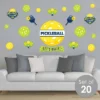 Big Dot Of Happiness Let’s Rally - Pickleball - Peel And Stick Sports Decor Vinyl Wall Art Stickers - Wall Decals - Set Of 20