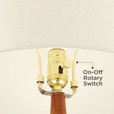 360 Lighting Amelia 28 3/4" Tall Mid Century Modern End Table Lamp Matte Black Ceramic Wood Single Living Room Bedroom Bedside Oatmeal Shade 4 360 Lighting Amelia 28 3/4" Tall Mid Century Modern End Table Lamp Matte Black Ceramic Wood Single Living Room Bedroom Bedside Oatmeal Shade - Image 4