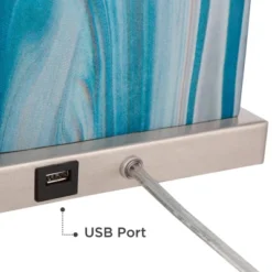 360 Lighting Connie Modern Table Lamps 25" High Set Of 2 Blue Faux Marble With USB Charging Ports LED White Shade For Bedroom Living Room House Desk 10 360 Lighting Connie Modern Table Lamps 25" High Set Of 2 Blue Faux Marble With USB Charging Ports LED White Shade For Bedroom Living Room House Desk -Home Decor Series Store GUEST 744a14ec facf 446e bda5 584e0666f163