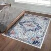 Trinity Washable Vintage Bohemian Floral Print Area Rug