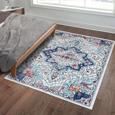 Trinity Washable Vintage Bohemian Floral Print Area Rug 1 Trinity Washable Vintage Bohemian Floral Print Area Rug