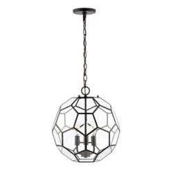 13.5" 3-Light Bee Modern Farmhouse Iron/Glass LED Pendant Oil Rubbed Bronze/Clear - JONATHAN Y -Home Decor Series Store GUEST 7528300a fa32 4f44 b3b2 a56d27caec0c