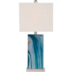 360 Lighting Connie Modern Table Lamps 25" High Set Of 2 Blue Faux Marble With USB Charging Ports LED White Shade For Bedroom Living Room House Desk 13 360 Lighting Connie Modern Table Lamps 25" High Set Of 2 Blue Faux Marble With USB Charging Ports LED White Shade For Bedroom Living Room House Desk -Home Decor Series Store GUEST 773c63d4 a848 4780 abea c8d125e93bbb