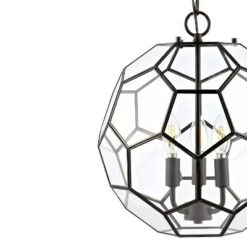 13.5" 3-Light Bee Modern Farmhouse Iron/Glass LED Pendant Oil Rubbed Bronze/Clear - JONATHAN Y -Home Decor Series Store GUEST 785bdbb3 8851 40be 9b41 3e49b28f2ded