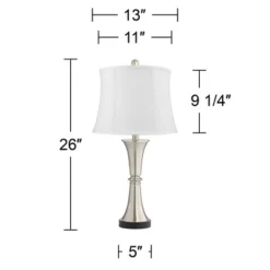 360 Lighting Seymore Modern Table Lamps 26" High Set Of 2 White Softback With USB Charging Port LED Touch On Off Silver Drum Shade For Bedroom Desk -Home Decor Series Store GUEST 78d69c4f 48d7 45b1 b724 41d5484e8b1d