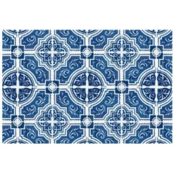 FlorArt French Quarter Low Profile Easy Clean Kitchen Mat Blue/White - Bungalow Flooring -Home Decor Series Store GUEST 7a5ec874 df5a 4d1c ab56 6ae764284156