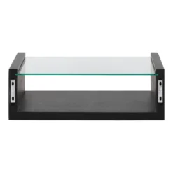 18" X 6" Holt Wood/Glass Decorative Wall Shelf Black - Kate & Laurel All Things Decor -Home Decor Series Store GUEST 7ac5b5ff 9fc8 4f06 aa63 46efebdb96c5