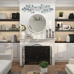 15" X 52" Metal Leaf Wall Decor With Gold Accent Blue - Olivia & May 20 15" X 52" Metal Leaf Wall Decor With Gold Accent Blue - Olivia & May -Home Decor Series Store GUEST 7ae71545 5112 4ee5 b802 e49a8ab243d5