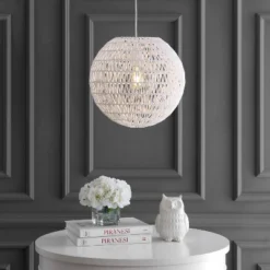 15.7" LED Woven Rattan Orb Pendant White - JONATHAN Y -Home Decor Series Store GUEST 7b4ad31e 0ce9 408f 8651 bedc1ddd0235