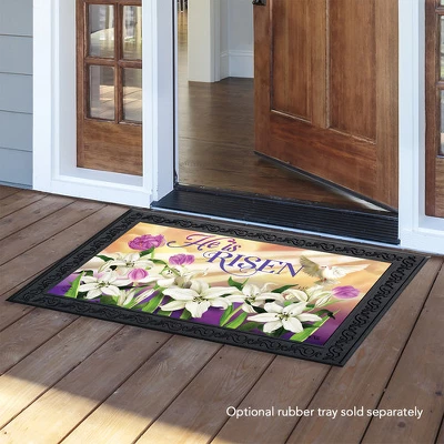 He Is Risen Lilies Easter Doormat Religious Indoor Outdoor 30" X 18" Briarwood Lane 2 He Is Risen Lilies Easter Doormat Religious Indoor Outdoor 30" X 18" Briarwood Lane - Image 2