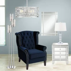 Possini Euro Design Smart Polished Nickel Chandelier 20" Wide Modern Drum Clear Crystal 6-Light Fixture For Dining Room House Foyer Kitchen Island -Home Decor Series Store GUEST 7cb58b6e 77ea 4707 a753 ccf6f51f636c