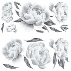 Peonies Peel And Stick Giant Wall Decal Black - RoomMates