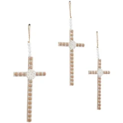 Set Of 3 Wood Biblical Carved Beaded Crosses Wall Decors With Rope Hanger Light Brown - Olivia & May -Home Decor Series Store GUEST 7d9f955e 10ad 49c4 8eac 8cedbaa0ecda