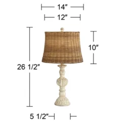 John Timberland Trinidad Country Cottage Table Lamps 26 1/2" High Set Of 2 Antique White Candlestick Rattan Tapered Drum Shade For Bedroom Living Room -Home Decor Series Store GUEST 7e86e852 2aaf 4268 b02e fe313d6ec044
