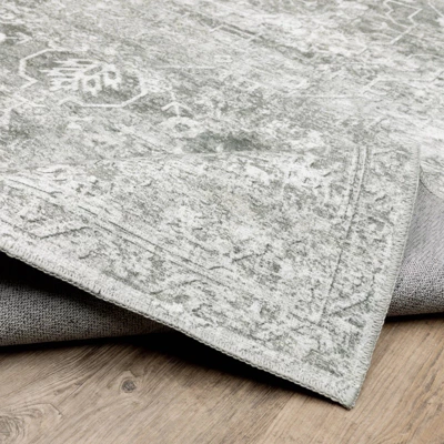 Micah Washable Distressed Oriental Indoor Area Rug Gray/Ivory - Captiv8e Designs 10 Micah Washable Distressed Oriental Indoor Area Rug Gray/Ivory - Captiv8e Designs - Image 10