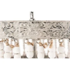 3-Tier Round Metal Chandelier With 3 Lights And Hanging Wood Beads Cream - Storied Home -Home Decor Series Store GUEST 8087b6a5 f132 4d5c 9c18 90174c0f3c58