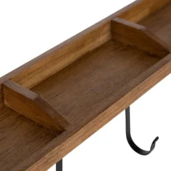 24" X 15" Oddell Wood Wall Shelf With Hooks Rustic Brown - Kate & Laurel All Things Decor -Home Decor Series Store GUEST 82311c55 d935 4cd2 a9b0 363572f3cc19