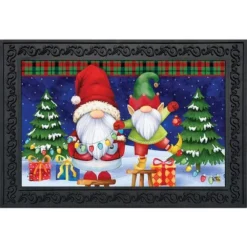 Christmas Gnomes Doormat Holiday Humor Elf Presents 30" X 18" Briarwood Lane