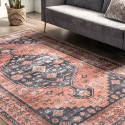 NuLOOM Medallion Bordered Machine Washable Area Rug -Home Decor Series Store GUEST 838a3f6c 65aa 4eea b3a1 2580a0b4c402