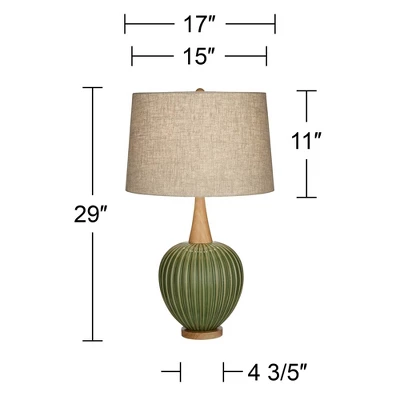 360 Lighting Sevilla 29" Tall Mid Century Modern End Table Lamp Green Ceramic Single Living Room Bedroom Bedside Nightstand House Oatmeal Shade 7 360 Lighting Sevilla 29" Tall Mid Century Modern End Table Lamp Green Ceramic Single Living Room Bedroom Bedside Nightstand House Oatmeal Shade - Image 7