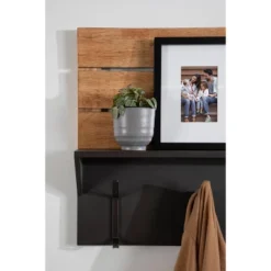 42" X 22" Samuels Decorative Wall Shelf With Hooks Rustic Brown/Black - Kate & Laurel All Things Decor -Home Decor Series Store GUEST 85b9802f 80e6 4364 8a1d b7eb5f5b33d2