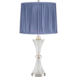 Regency Hill Luca Modern Table Lamps Set Of 2 25 1/2" High Twisted Glass With USB Charging Port Blue Shirred Shade For Bedroom Living Room Desk Office 7 Regency Hill Luca Modern Table Lamps Set Of 2 25 1/2" High Twisted Glass With USB Charging Port Blue Shirred Shade For Bedroom Living Room Desk Office -Home Decor Series Store GUEST 880ef1a0 4fed 4512 ae4c 3a372f00034d
