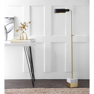 56.5" Iva Adjustable Library Floor Lamp Gold (Includes LED Light Bulb) -JONATHAN Y 1 56.5" Iva Adjustable Library Floor Lamp Gold (Includes LED Light Bulb) -JONATHAN Y