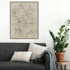 22" X 30" Outlined Leaves I By Asia Jensen Framed Canvas Wall Art Gray Wash - Amanti Art -Home Decor Series Store GUEST 8bb6e530 6adf 4d17 8736 2259c8d8f119