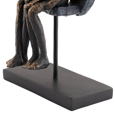 Studio 55D Abstract Couple 12" High Antique Brass Sculpture 2 Studio 55D Abstract Couple 12" High Antique Brass Sculpture - Image 2