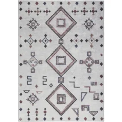 Nicole Curtis Machine Washable Series 1 Bohemian Diamond Motif Indoor Rug -Home Decor Series Store GUEST 8d7264b4 fff9 47ce 9642 d14c477941c0