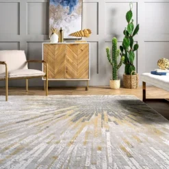 6'7"x9' Amaya Abstract Area Rug Gold - NuLOOM -Home Decor Series Store GUEST 8d917431 f30f 4552 99a1 64bd171b0753