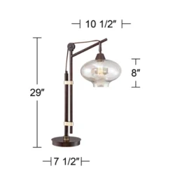 Franklin Iron Works Calyx Modern Industrial Desk Lamp 29" Tall Bronze Brown Cognac Glass Dome Shade For Bedroom Living Room Bedside Nightstand Office 13 Franklin Iron Works Calyx Modern Industrial Desk Lamp 29" Tall Bronze Brown Cognac Glass Dome Shade For Bedroom Living Room Bedside Nightstand Office -Home Decor Series Store GUEST 8ee5242a a200 419d 9c65 de54708a361f