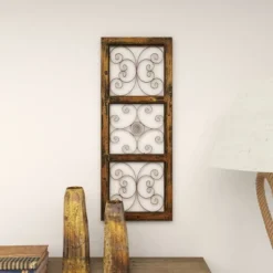 36" X 14" Wood Scroll Window Inspired Wall Decor With Metal Scrollwork Relief Brown - Olivia & May 28 36" X 14" Wood Scroll Window Inspired Wall Decor With Metal Scrollwork Relief Brown - Olivia & May -Home Decor Series Store GUEST 8f46f2a1 5705 450d 8b71 a86172328f45