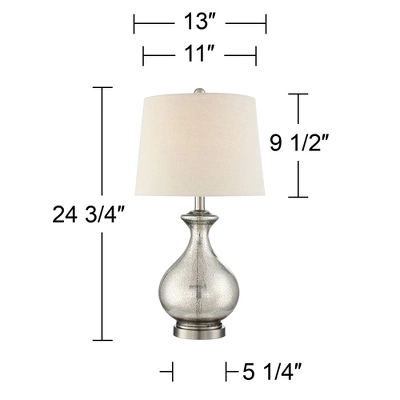 360 Lighting Albert Modern Table Lamp 24 3/4" High Mercury Glass Gourd Oatmeal Drum Shade For Bedroom Living Room Bedside Nightstand Office Kids House 5 360 Lighting Albert Modern Table Lamp 24 3/4" High Mercury Glass Gourd Oatmeal Drum Shade For Bedroom Living Room Bedside Nightstand Office Kids House - Image 5