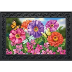 Zinnias In Bloom Spring Doormat Indoor Outdoor 30" X 18" Briarwood Lane