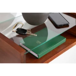 18" X 6" Holt Wood/Glass Decorative Wall Shelf Walnut Brown - Kate & Laurel All Things Decor -Home Decor Series Store GUEST 90f6dfb9 533a 4ca5 b140 375c30f3d712