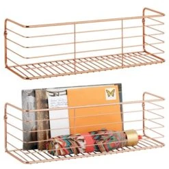 MDesign Wide Metal Wall Mount Storage Organizer Display Shelf - 2 Pack, Black -Home Decor Series Store GUEST 90fb29ff 7c87 4aa2 a58c 86ccd29be858