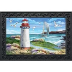 Coastal Lighthouse Summer Doormat Indoor Outdoor 30" X 18" Briarwood Lane