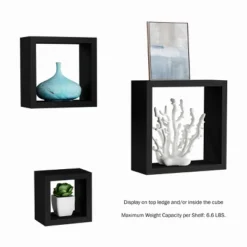 Floating Shelves- Cube Wall Shelf Set With Hidden Brackets, 3 Sizes To Display Décor, Books, Photos, More- Hardware Included By Lavish Home (Black) -Home Decor Series Store GUEST 925bc2be 3192 4a73 aa86 84d4f6820c7d