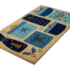 1'4" X 2'4" Christmas Presents Indoor/Outdoor Coir Doormat Blue/Gold - Entryways -Home Decor Series Store GUEST 928f7527 f793 42a8 a15d 4b53f3213bca