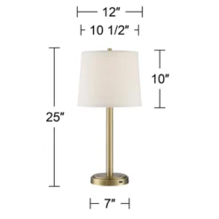 360 Lighting Camile Modern Table Lamps 25" High Set Of 2 Brass Metal With USB Charging Port Oatmeal Drum Shade For Bedroom Living Room Bedside Desk -Home Decor Series Store GUEST 936f4f88 f5fb 4ec0 adf7 d79ce8751edb