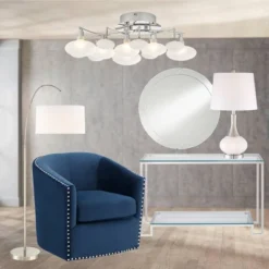 360 Lighting Serrena Modern Accent Table Lamp 23" High White Glass Brushed Nickel Metal With Nightlight Drum Shade For Bedroom Living Room House Home -Home Decor Series Store GUEST 9509894d 9834 4254 97d0 c85cccf24dbe