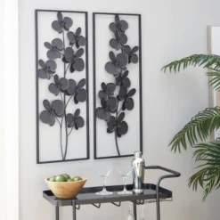 Set Of 2 Metal Floral Orchid Wall Decors With Black Frame Black - Olivia & May -Home Decor Series Store GUEST 953438f9 dec8 41f2 b26b 0ded378ba6ea