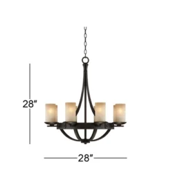 Franklin Iron Works Sperry Bronze Chandelier 28" Wide Rustic Farmhouse Cylinder Scavo Glass Shade 8-Light Fixture For Dining Room House Kitchen Island -Home Decor Series Store GUEST 95fcc86a 0bef 4013 9c02 aeb6ca9f16fa