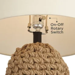 360 Lighting Modern Coastal Table Lamp 26 1/2" High Natural Wicker Rope Tapered Drum Shade For Living Room Bedroom House Bedside -Home Decor Series Store GUEST 96178c8b 0c5f 4d4a 95e5 721c35f3f8e6