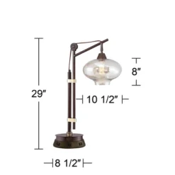 Franklin Iron Works Industrial Desk Table Lamp With USB And AC Power Outlet Workstation Charging Base 29" Tall Bronze Cognac Glass Office -Home Decor Series Store GUEST 962515bb ae6e 4e49 ad30 8f29b650966e