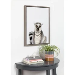 18" X 24" Sylvie Sitting Lemur Tongue Out Framed Canvas Wall Art By Amy Peterson Gray - DesignOvation -Home Decor Series Store GUEST 96431340 7b04 4a5c b3d7 55a98b3e3586