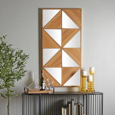 Wood Geometric Triangle Mirrored Wall Decor Light Brown - Novogratz 6 Wood Geometric Triangle Mirrored Wall Decor Light Brown - Novogratz - Image 6